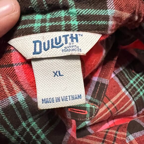 Duluth Trading Flannel Shirt Womens XL Free Swingin Tunic Plaid 72900 Pockets - Picture 5 of 9